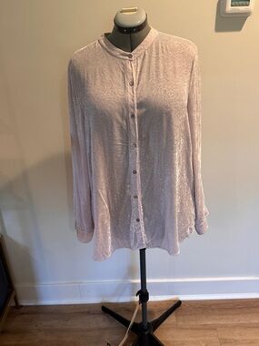 Eileen Fisher soft  pale LavenderPink soft Velvet Button-Up Women's Top XL